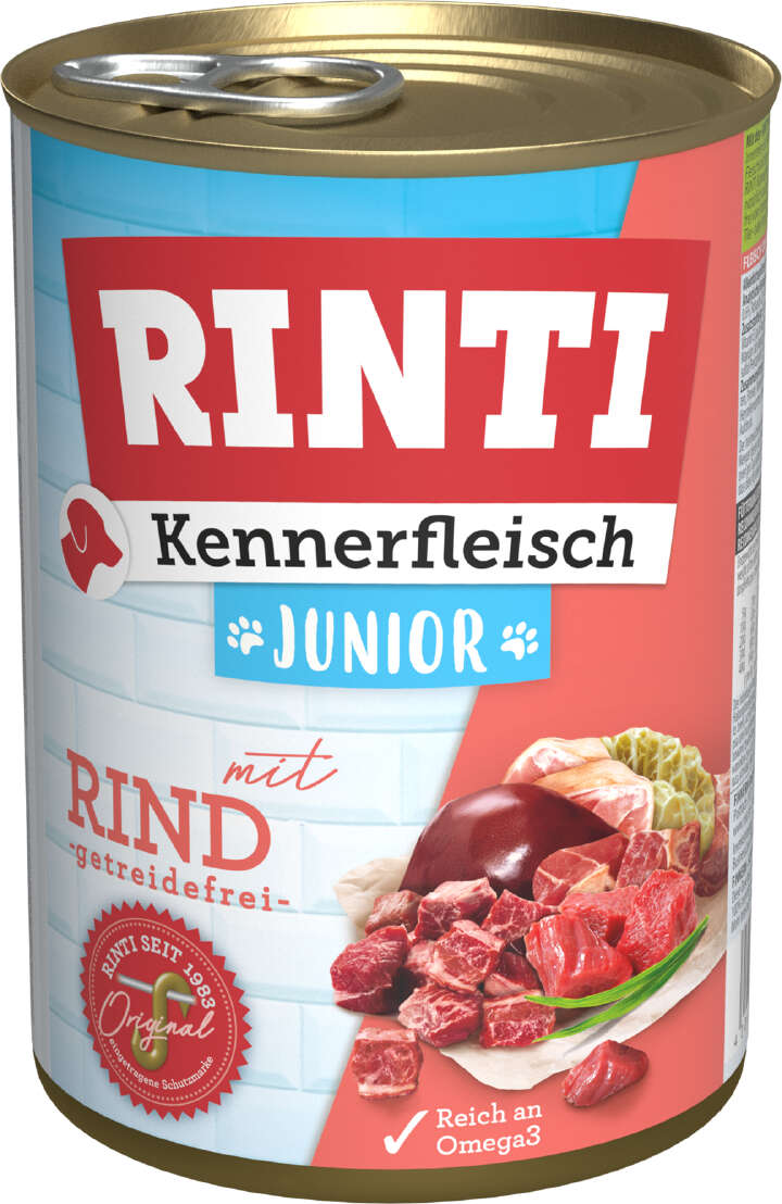 RINTI Hunde-Nassfutter Kennerfleisch Junior + Rind